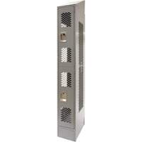Vented Lockers, 2 -tier, 12" x 18" x 88", Steel, Grey, Knocked Down, Perforated Buying Direct Corp.
