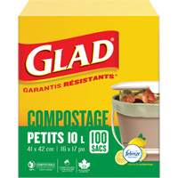 Small Compostable Bags, Regular, 17" L x 16" W, Brown, 10 L (3 Gal.) Capacity Buying Direct Corp.