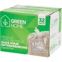 Green Home Garbage Bags, Strong, 33" W x 48" L, 3 mils, Clear, 159 L (42 Gal.) Capacity Buying Direct Corp.