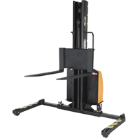 Narrow Mast Powered Lift Stacker, Electric Operated, 1500 lbs. Capacity, 63" Max Lift Buying Direct Corp.