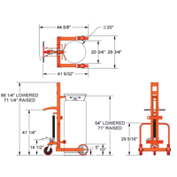 Hydraulic Large Liquid Gas Cylinder Cart HLCC, Polyurethane Wheels, 20" W x 20" D Base, 1000 lbs. Buying Direct Corp.