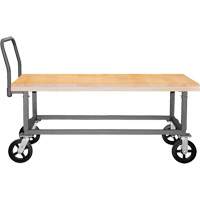 Adjustable Wood Deck Platform Truck, 48" L x 24" W, 1800 lbs. Capacity, Mold-on Rubber Casters Buying Direct Corp.