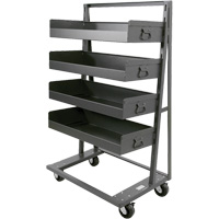 Single-Sided Heavy Duty A-Frame Cart with 4 Large Lipped Trays, 38" x 25" x 63", 2500 lbs. Capacity Buying Direct Corp.