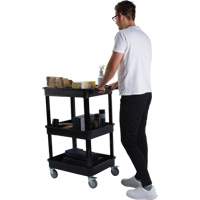 Utility Cart with Deep Lip Shelf, 3 Tiers, 19" x 39-1/2" x 28-1/4", 330 lbs. Capacity Buying Direct Corp.