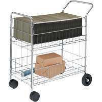 Wire Mail Cart, 200 lbs. Capacity, Chrome, 19" D x 30" L x 39-1/4" H, Chrome Plated Buying Direct Corp.