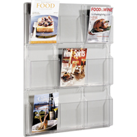 Literature Displays, Wall Mount, 9 Slots, Plastic, 30" W x 2" D x 36-7/8" H Buying Direct Corp.