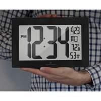 Self-Setting & Self-Adjusting Wall Clock with Stand, Digital, Battery Operated, Black Buying Direct Corp.