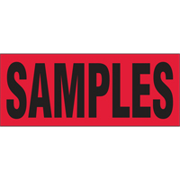 "Samples" Special Handling Labels, 5" L x 2" W, Black on Red Buying Direct Corp.
