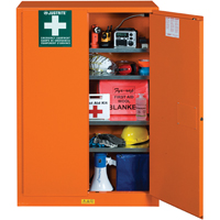 Emergency Preparedness Storage Cabinets, Steel, 4 Shelves, 65" H x 43" W x 18" D, Orange Buying Direct Corp.