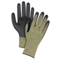 Gants &eacute;lastiques sans coutures r&eacute;sistants &agrave; la coupe noir & jaune, Taille Grand/9, Calibre 13, Rev&ecirc;tement Mousse de nitrile, Enveloppe en Aramide, ASTM ANSI niveau A6 Buying Direct Corp.