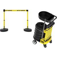 PLUS Barrier Post Cart Kit with Tray, 75' L, Metal, Yellow Buying Direct Corp.