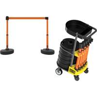 PLUS Barrier Post Cart Kit with Tray, 75' L, Metal, Orange Buying Direct Corp.