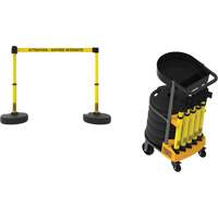 Plus Portable Barrier System Cart Package with Tray, 75' L, Metal/Plastic, Yellow Buying Direct Corp.