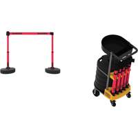 Plus Portable Barrier System Cart Package with Tray, 75' L, Metal/Plastic, Red Buying Direct Corp.