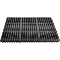 Tapis antifatigue &agrave; imbrication Cushion-Ease 550, &agrave; fentes, 3' x 3' x 3/4", Noir, Caoutchouc Buying Direct Corp.