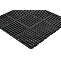 Tapis antifatigue &agrave; imbrication Cushion-Ease 550, &agrave; fentes, 3' x 3' x 3/4", Noir, Caoutchouc Buying Direct Corp.