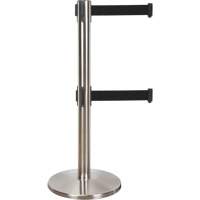 Barri&egrave;re pour le contr&ocirc;le des foules &agrave; courroie double, Acier, 35" h, Ruban Noir, Longueur du ruban 7' Buying Direct Corp.