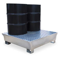 Ultra-Spill Pallet en acier, 4 barils, Capacit&eacute; de d&eacute;versement 68 gal. US, 49,1" x 47,1" x 10,9" Buying Direct Corp.