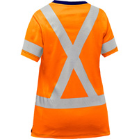 Chemise &agrave; manches courtes et X au dos Bisley pour femmes, Poly-coton, Petit, Orange haute visibilit&eacute; Buying Direct Corp.