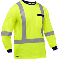Chemise &agrave; manches longues et X au dos Bisley, Poly-coton, Petit, Jaune lime haute visibilit&eacute; Buying Direct Corp.