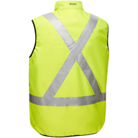 Veste bouffante r&eacute;versible avec X au dos Bisley, Jaune lime haute visibilit&eacute;, Petit, Polyester Buying Direct Corp.