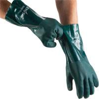 Double Dipped Green Gloves, 14" L, PVC, Cotton Jersey Inner Lining, 70-mil Buying Direct Corp.