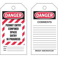 "Confined Space" Tags, Polyester, 3" W x 5-3/4" H, English Buying Direct Corp.