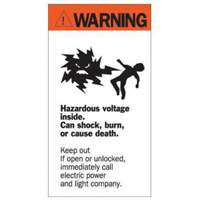 Enseigne Warning Hazardous Voltage, 8" x 4-1/2", Acrylique, Anglais avec pictogramme Buying Direct Corp.