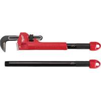 Cheater Adaptable Pipe Wrench, 2-1/2" Jaw Capacity, 18"/24"/10" Long, Powder Coated Finish, Ergonomic Handle Buying Direct Corp.