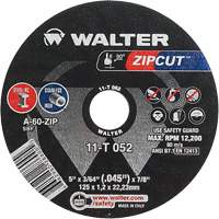 Zipcut Cut-Off Wheel, 5" x 3/64", 7/8" Arbor, Type 1, Aluminum Oxide, 12200 RPM Buying Direct Corp.