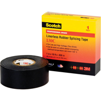 Scotch&reg; Linerless Rubber Splicing Tape 130C, 25.4 mm (1") x 9.14 m (30'), Black Buying Direct Corp.