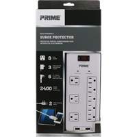 Limiteurs de surtension avec chargeur USB, 8 Prises, 2400 J, 1875 W, Cordon 6' Buying Direct Corp.
