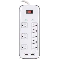 Limiteurs de surtension avec chargeur USB, 8 Prises, 2400 J, 1875 W, Cordon 6' Buying Direct Corp.